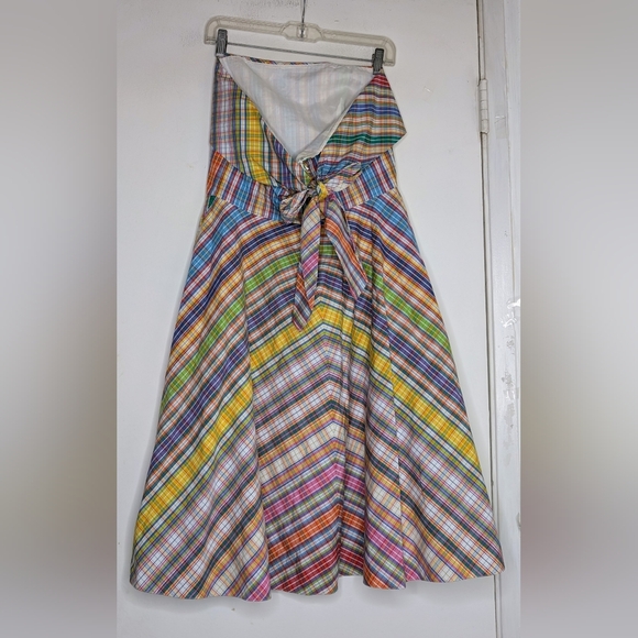 Ralph Lauren Plaid Strapless Lined Dress Back Zip With Bow Size 8 NWT - Picture 3 of 5